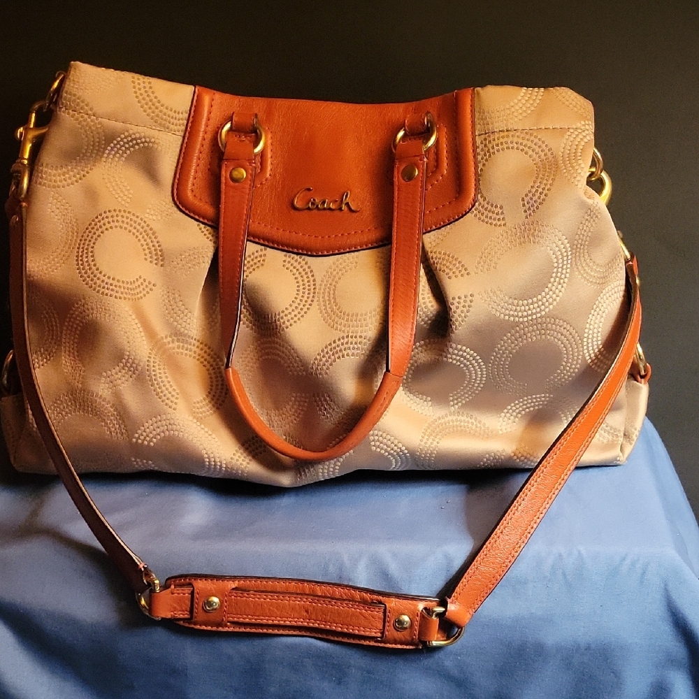 Coach Beige and Cognac Shoulder Bag